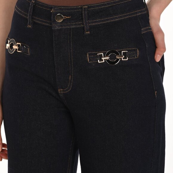 254979 Denim Dark with Boot Cut and Gold Hardware by FRANK LYMAN - Picture 2 of 2